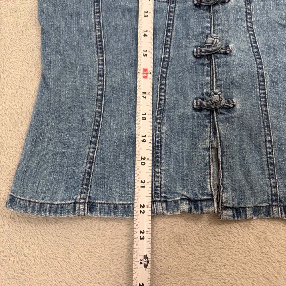 VTG Guess Jeans USA Denim Vest Indigo Frog Knot Button Mandarin Collar Retro 90s - Picture 8 of 9